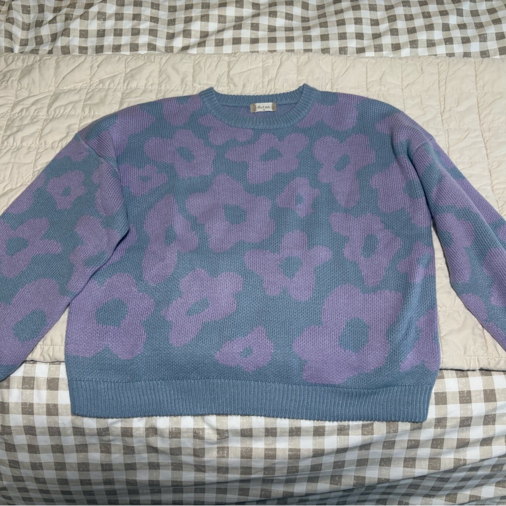 Altar'd State Floral Sweater - Blue and Purple